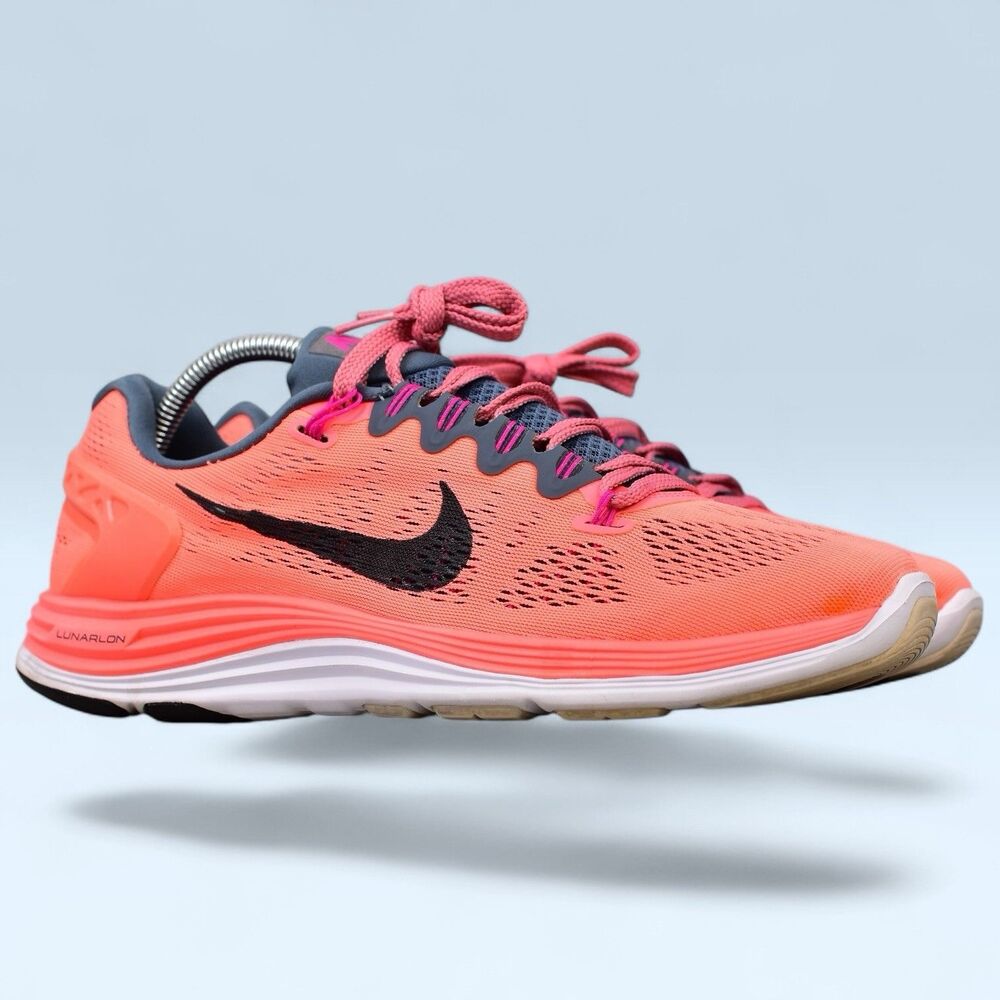 Nike Lunar Glide 6 Shoes Womens Size 11 Pink Gray Running Sneakers 599395-604